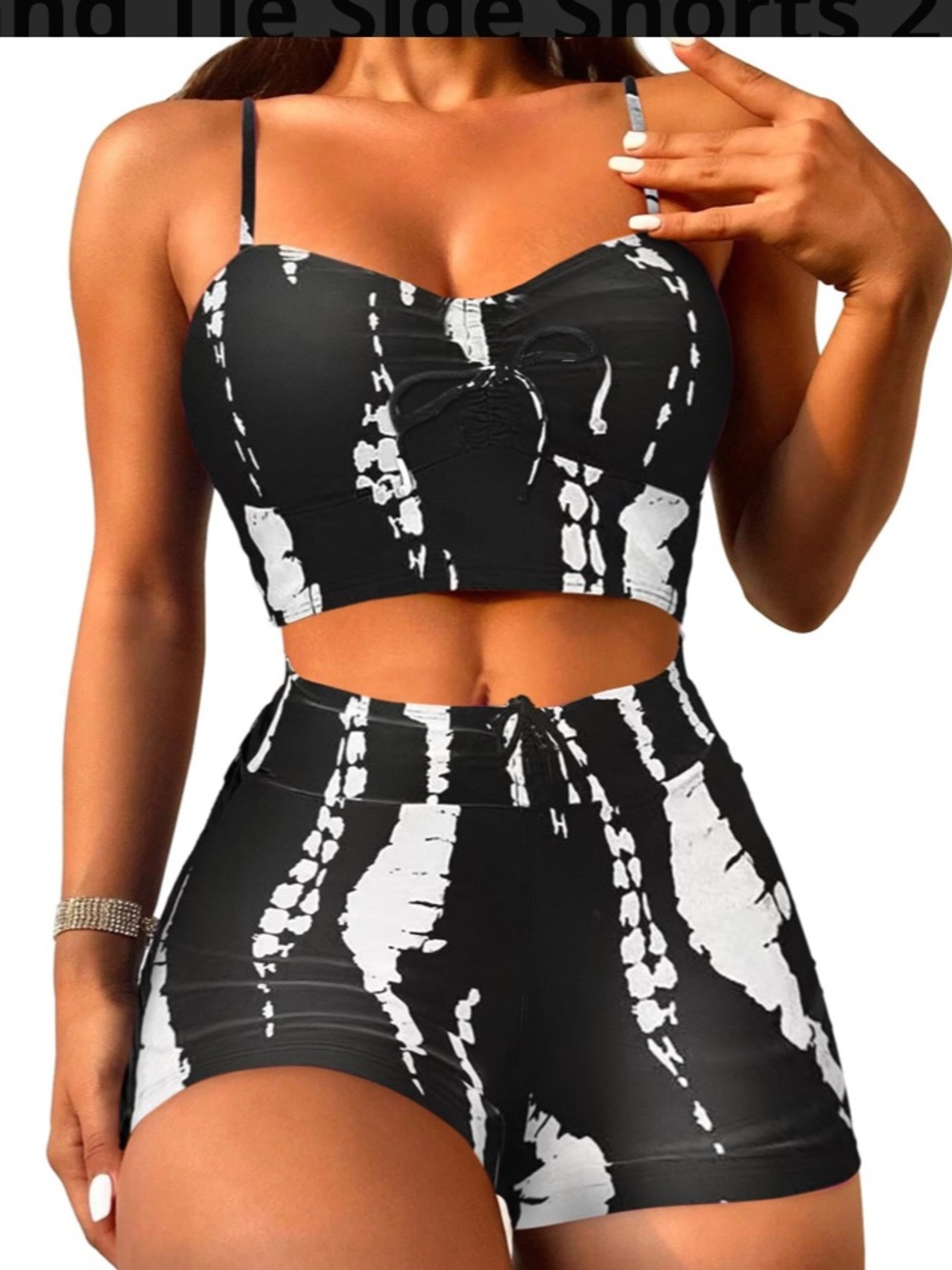 NWNT Black & White Tie-Dye Two-Piece Bikini Set medium